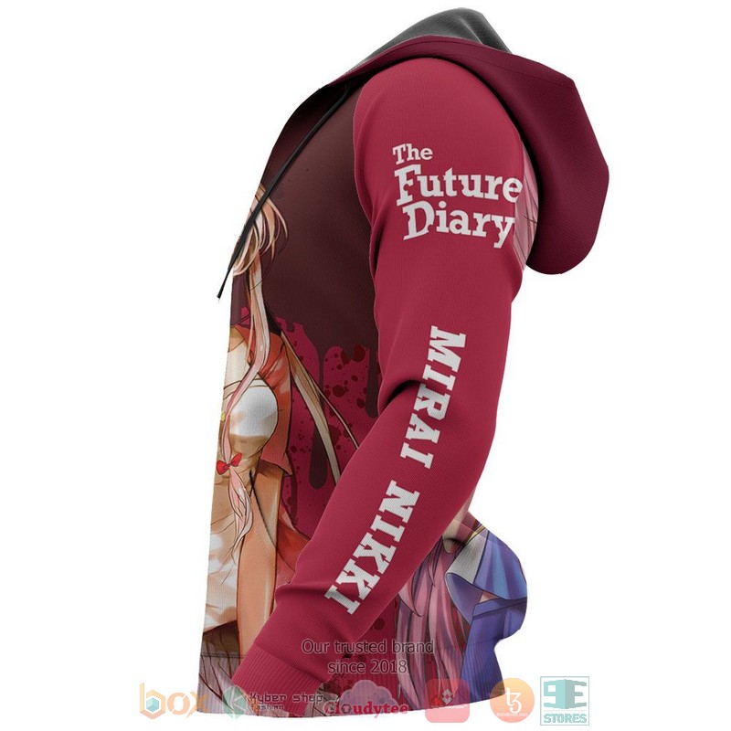 Yuno Gasai Future Diary Mirai Nikki Anime Red 3D Hoodie Bomber Jacket Hot Sale 2024
