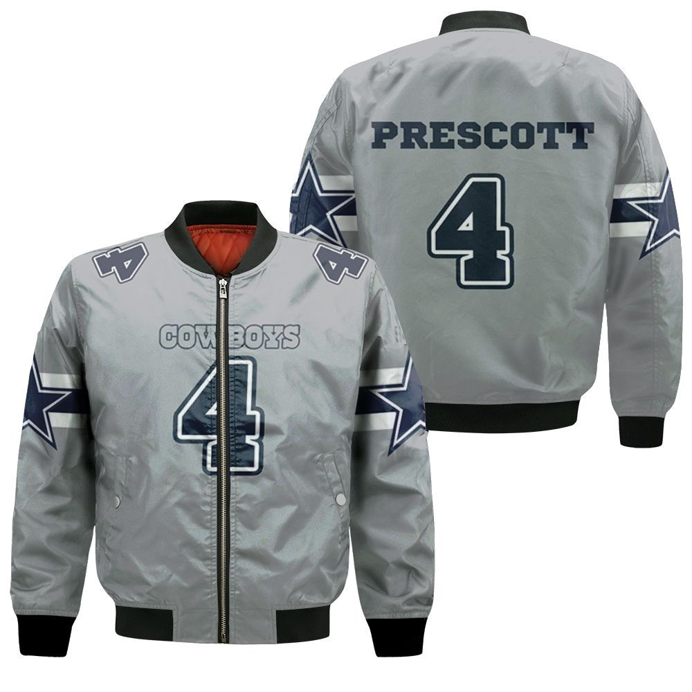 04 Dak Prescott Cowboys Jersey Inspired Style Bomber Jacket 04 Dak Prescott Cowboys Jersey Inspired Style Bomber Jacket