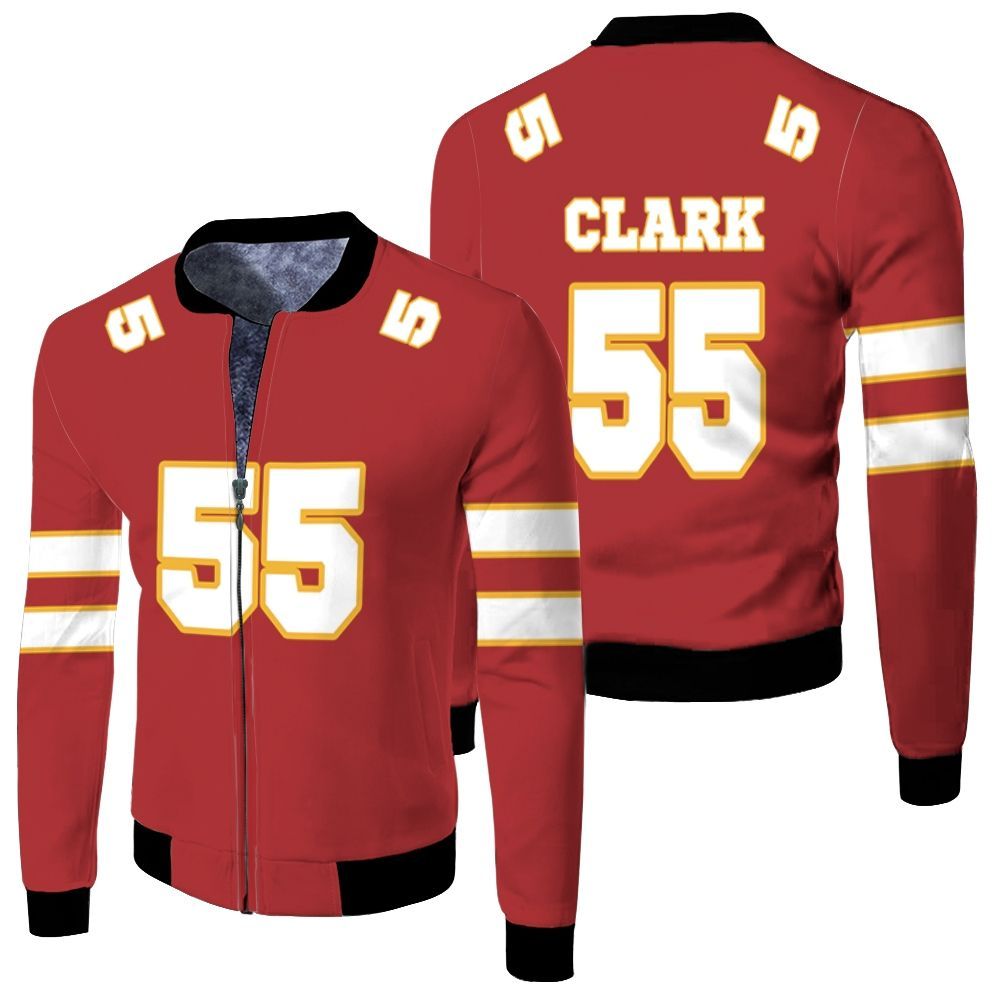 55 Frank Clark Kannas City Jersey Inspired Style Bomber Jacket 55 Frank Clark Kannas City Jersey Inspired Style Bomber Jacket