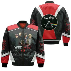 55 Years of Pink Floyd 1965 2020 Legend Rock Band Member Signature 3D Designed Allover Gift For Pink Floyd Fans Bomber Jacket