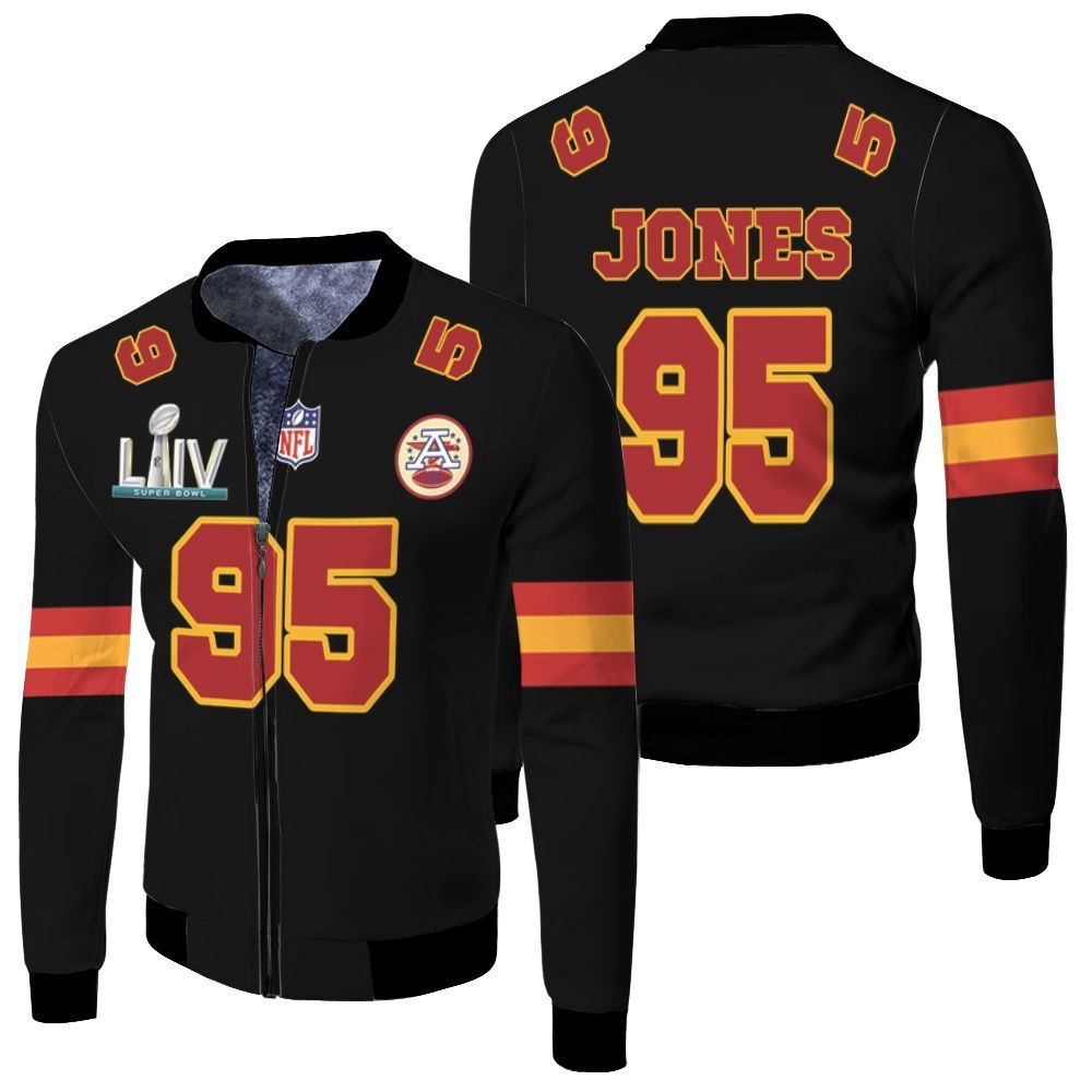 95 Chris Jones Kannas City 1 Jersey Inspired Style Bomber Jacket 95 Chris Jones Kannas City 1 Jersey Inspired Style Bomber Jacket