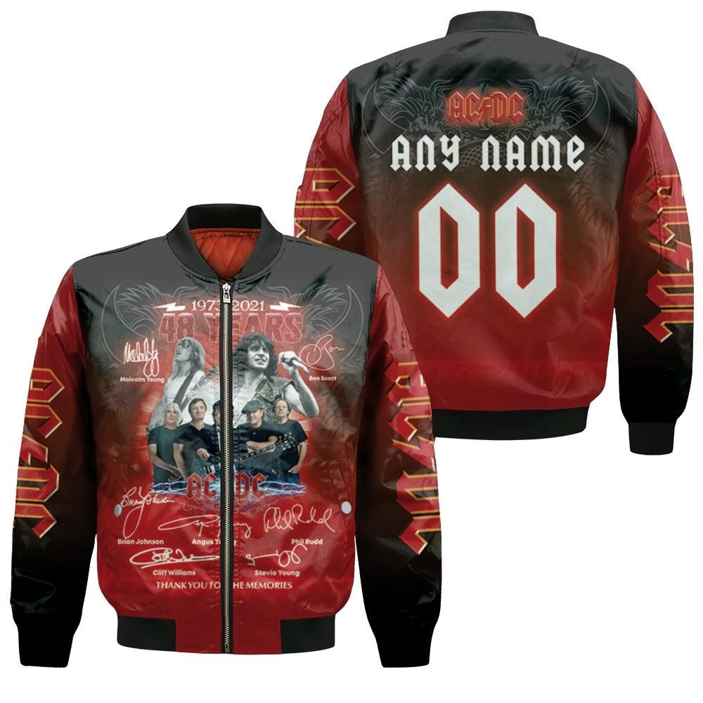 ACDC 1973 2021 48 Years Thank You For The Memories Rock Band 3D Designed Allover Gift With Custom Name Number For ACDC Fans Bomber Jacket ACDC 1973 2021 48 Years Thank You For The Memories Rock Band 3D Designed Allover Gift With Custom Name Number For ACDC Fans Bomber Jacket