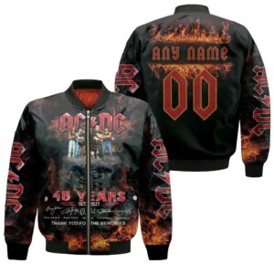 ACDC 48 Years Thank You For The Memories Rock Band Signed 3D Designed Allover Gift With Custom Name Number For ACDC Fans Bomber Jacket