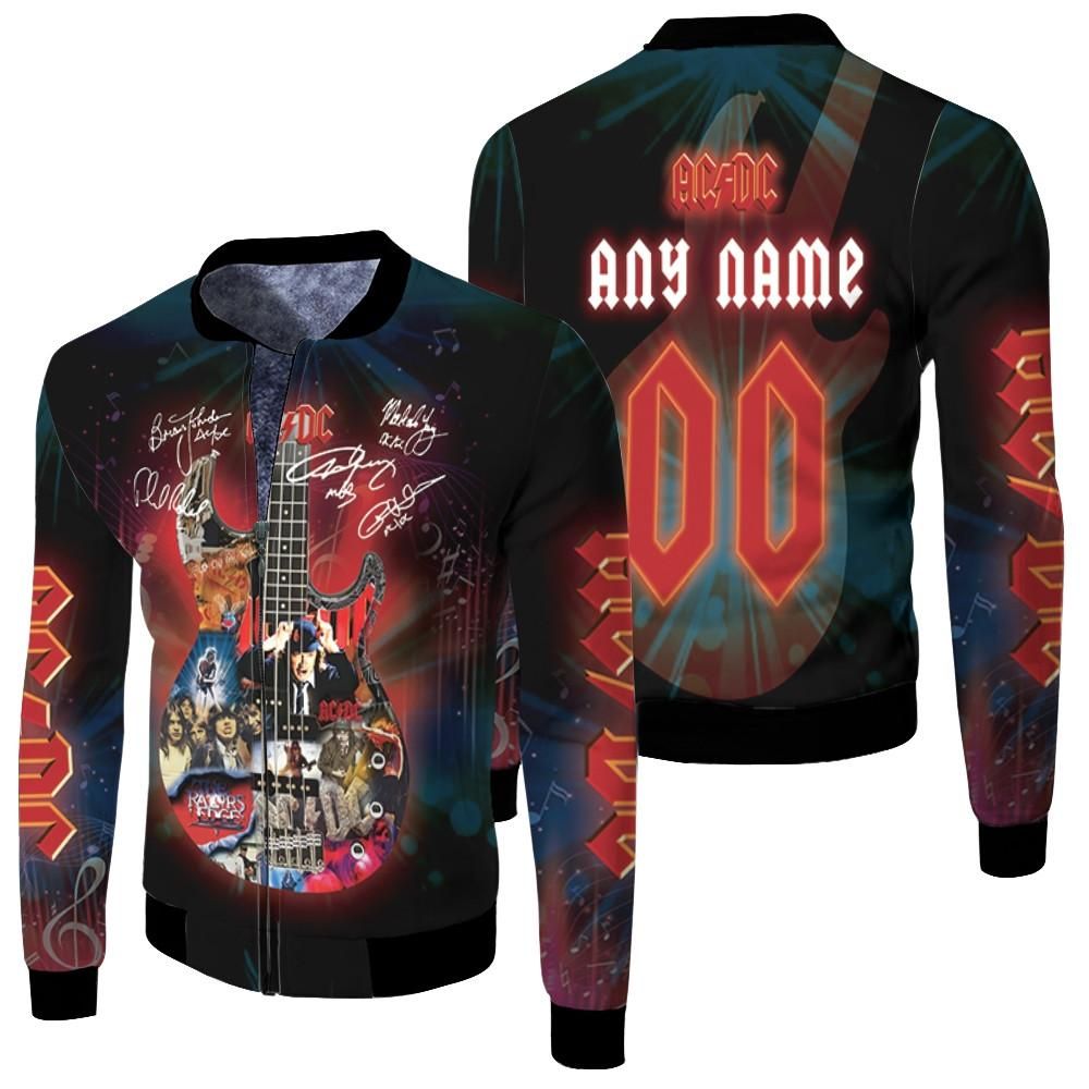 ACDC Guitar Memories Rock Band Legend Members Signatures 3D Designed Allover Gift With Custom Name Number For ACDC Fans Bomber Jacket ACDC Guitar Memories Rock Band Legend Members Signatures 3D Designed Allover Gift With Custom Name Number For ACDC Fans Bomber Jacket