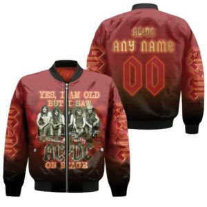 ACDC Yes I Am Old But I Saw ACDC On Stage Rock Band 3D Designed Allover Gift With Custom Name Number For ACDC Fans Bomber Jacket