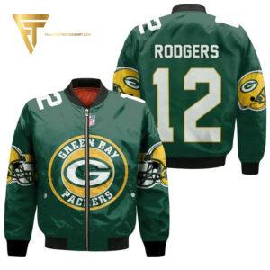 Aaron Rodgers 12 Green Bay Packers Full Print Bomber Jacket