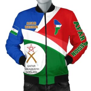 Africa Zone Jacket - Afar Region Flag Maps Green Bomber Jacket J5 Bomber Jacket