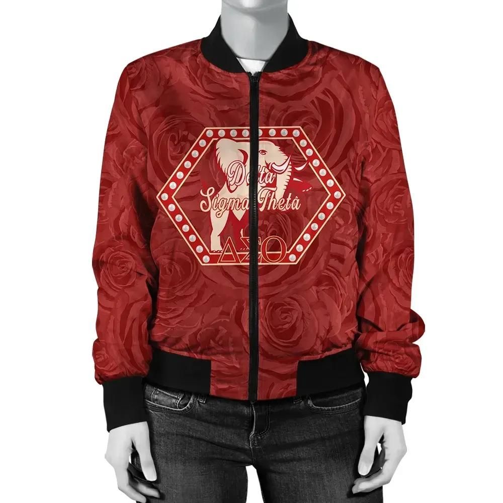 Africa Zone Jacket - Delta Sigma Theta Rose Pearls Bomber Jacket J09 Bomber Jacket Africa Zone Jacket - Delta Sigma Theta Rose Pearls Bomber Jacket J09 Bomber Jacket
