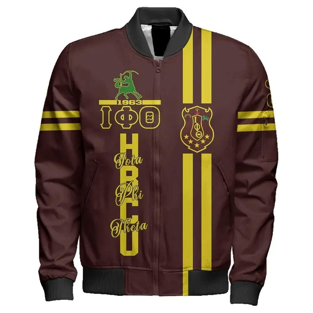 Africa Zone Jacket - Hbcu Iota Phi Theta Centaur Sleeve Zip Bomber Jacket J5 Bomber Jacket Africa Zone Jacket - Hbcu Iota Phi Theta Centaur Sleeve Zip Bomber Jacket J5 Bomber Jacket