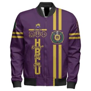 Africa Zone Jacket - Hbcu Omega Psi Phi Bulldog Sleeve Zip Bomber Jacket J5 Bomber Jacket
