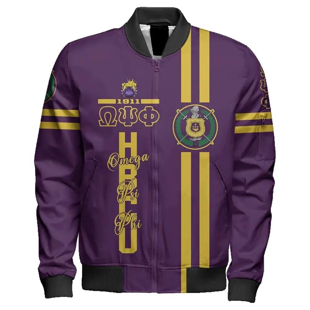 Africa Zone Jacket - Hbcu Omega Psi Phi Bulldog Sleeve Zip Bomber Jacket J5 Bomber Jacket Africa Zone Jacket - Hbcu Omega Psi Phi Bulldog Sleeve Zip Bomber Jacket J5 Bomber Jacket