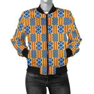 Africa Zone Jacket - Kente Cloth - Weaving Style Bomber Women Jr Bomber Jacket