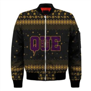 Africa Zone Jacket - Lux Que Thunder Omega Psi Phi Sleeve Zip Bomber Jacket J5 Bomber Jacket