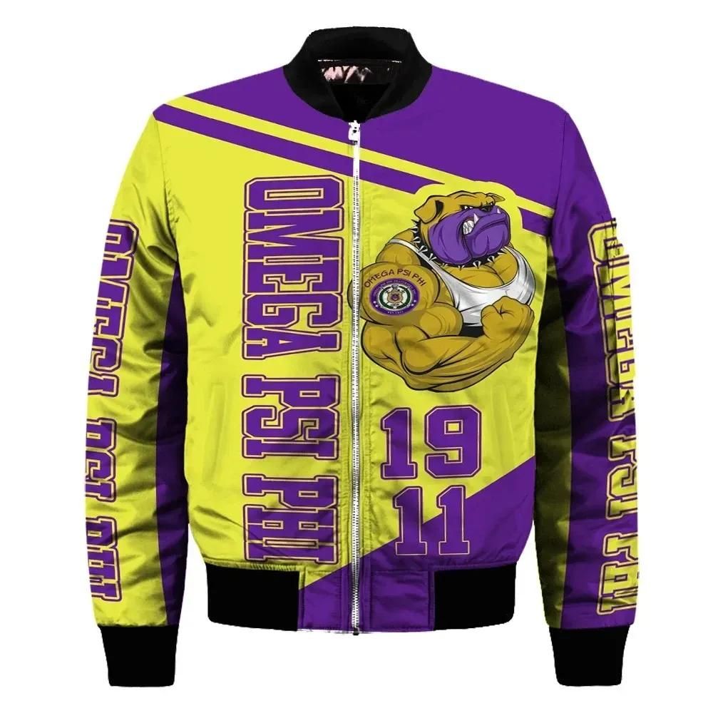 Africa Zone Jacket - Omega Psi Phi 1911 Muscle Bulldog Sleeve Zip Bomber Jacket J5 Bomber Jacket Africa Zone Jacket - Omega Psi Phi 1911 Muscle Bulldog Sleeve Zip Bomber Jacket J5 Bomber Jacket