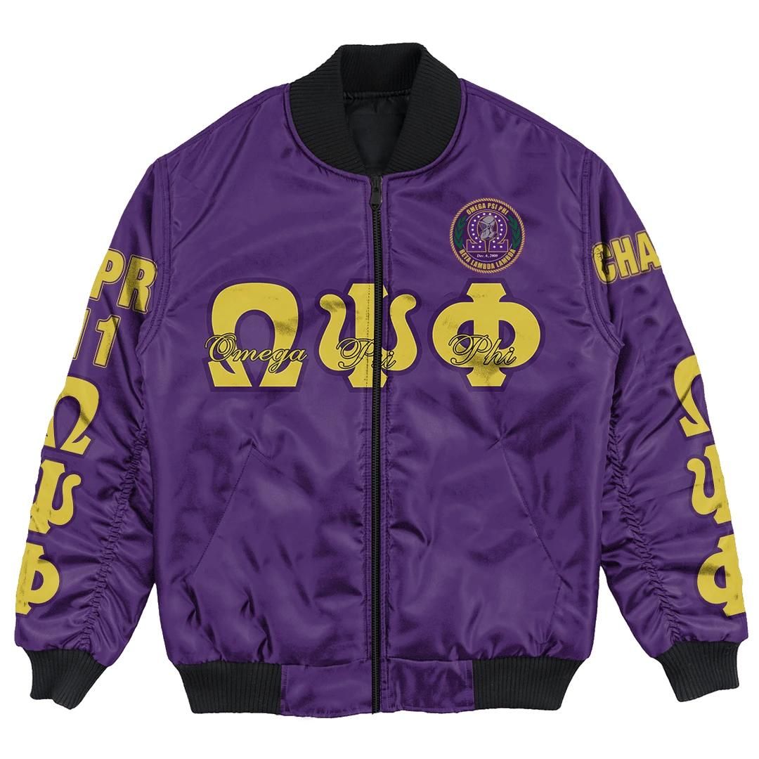 Africa Zone Jacket - Omega Psi Phi - Beta Lambdad Lambda Chapter Bomber Jacket A7 Bomber Jacket Africa Zone Jacket - Omega Psi Phi - Beta Lambdad Lambda Chapter Bomber Jacket A7 Bomber Jacket