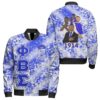 Africa Zone Jacket - Phi Beta Sigmas 1914 Diamond Pattern Sleeve Zip Bomber Jacket J5 Bomber Jacket