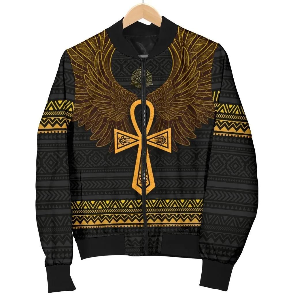 African Women's Bomber Jacket - Africa Ancient Egypt Ankh & Horus Wings - BN22 Bomber Jacket African Women's Bomber Jacket - Africa Ancient Egypt Ankh & Horus Wings - BN22 Bomber Jacket