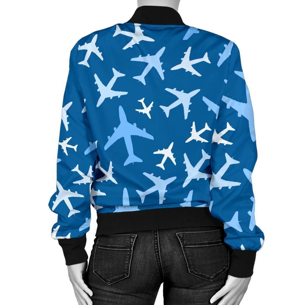 Airplane-Pattern-Print-Women-Casual-Bomber-Jacket-2