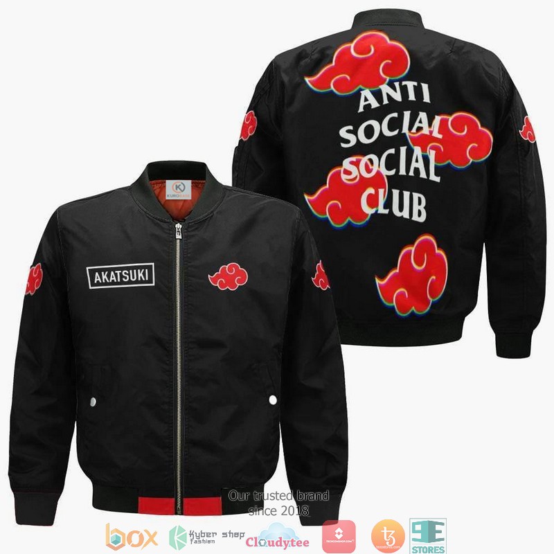 Akatsuki Cloud Anti Social Club Naruto Anime 3D Bomber Jacket Akatsuki Cloud Anti Social Club Naruto Anime 3D Bomber Jacket
