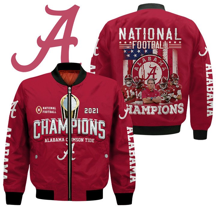 Alabama Crimson Tide National Football 2021 Bomber Jacket Alabama Crimson Tide National Football 2021 Bomber Jacket