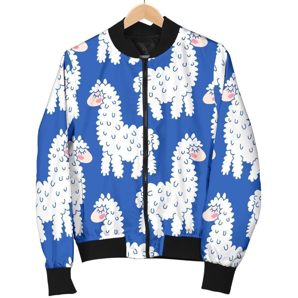 Alpaca Print Pattern Women Casual Bomber Jacket Alpaca Print Pattern Women Casual Bomber Jacket