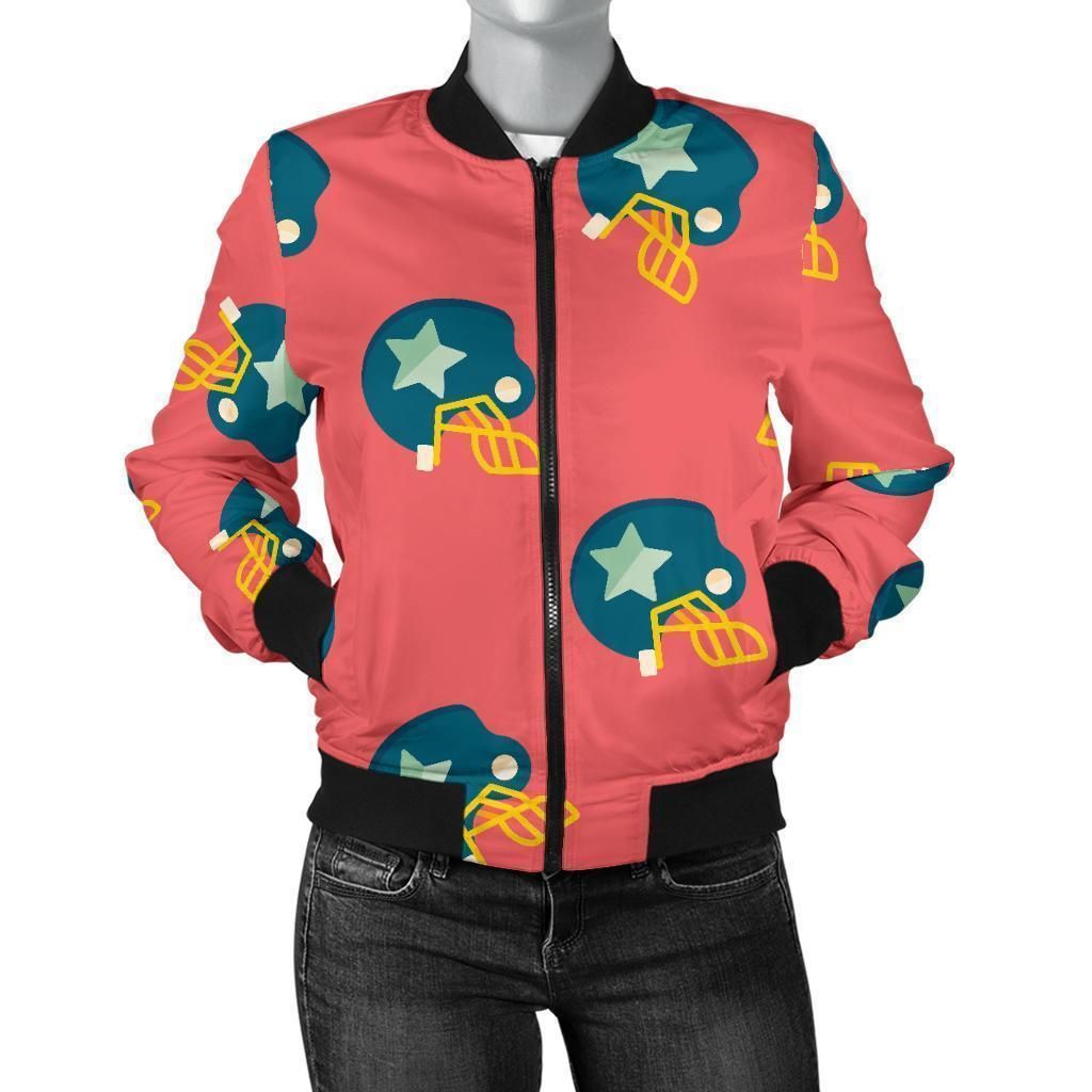American-Football-Pattern-Print-Women-Casual-Bomber-Jacket-1