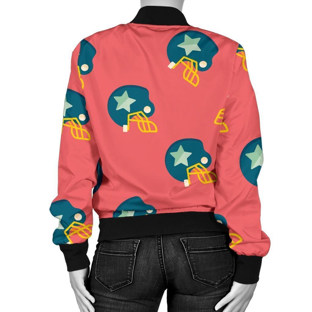 American-Football-Pattern-Print-Women-Casual-Bomber-Jacket-2