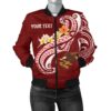 American Samoa Custom Personalised Women's Bomber Jacket - AS Seal Polynesian Patterns Plumeria - BN25 Bomber Jacket