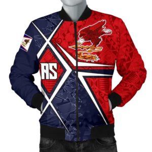 American Samoa Men's Bomber Jacket - AS Flag with Polynesian Patterns - BN15