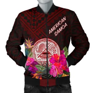 American Samoa Men's Bomber Jacket - Coat Of Arm With Polynesian Patterns - BN25 Bomber Jacket