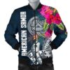 American Samoa Men's Bomber Jacket - Polynesian Hibiscus with Summer Vibes - BN15 Bomber Jacket
