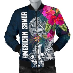 American Samoa Men's Bomber Jacket - Polynesian Hibiscus with Summer Vibes - BN15 Bomber Jacket