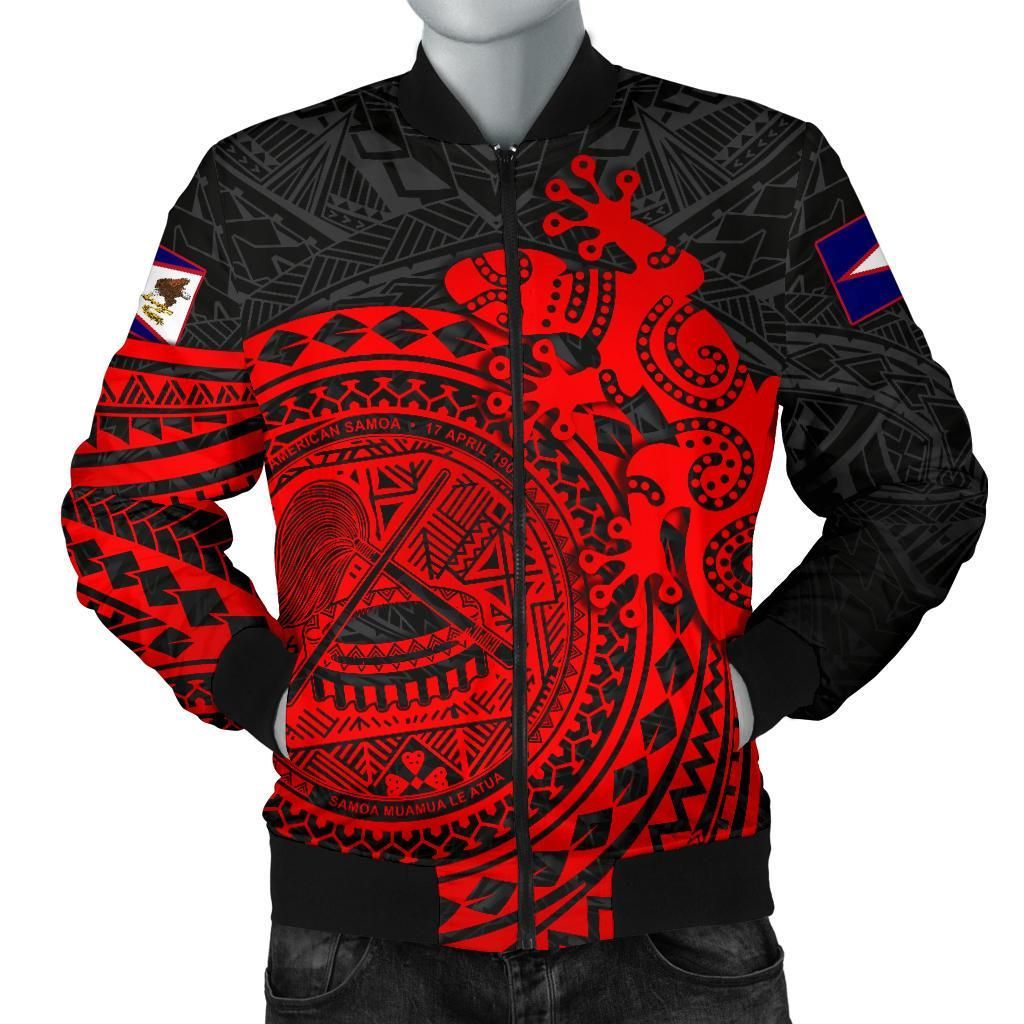 American Samoa Men's Bomber Jacket - Polynesian Lizard - BN15 Bomber Jacket American Samoa Men's Bomber Jacket - Polynesian Lizard - BN15 Bomber Jacket