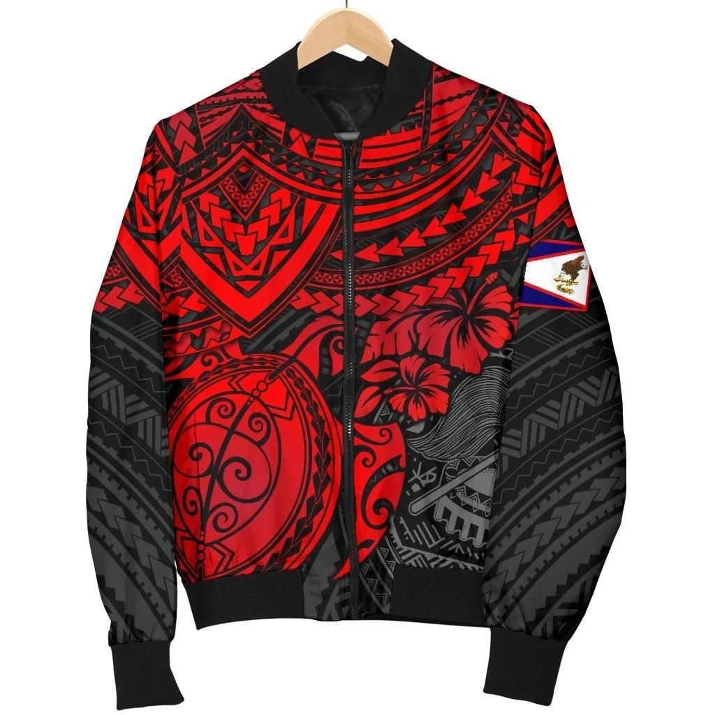 American Samoa Polynesian Bomber Jacket (Men) - Red Turtle - BN15 Bomber Jacket American Samoa Polynesian Bomber Jacket (Men) - Red Turtle - BN15 Bomber Jacket
