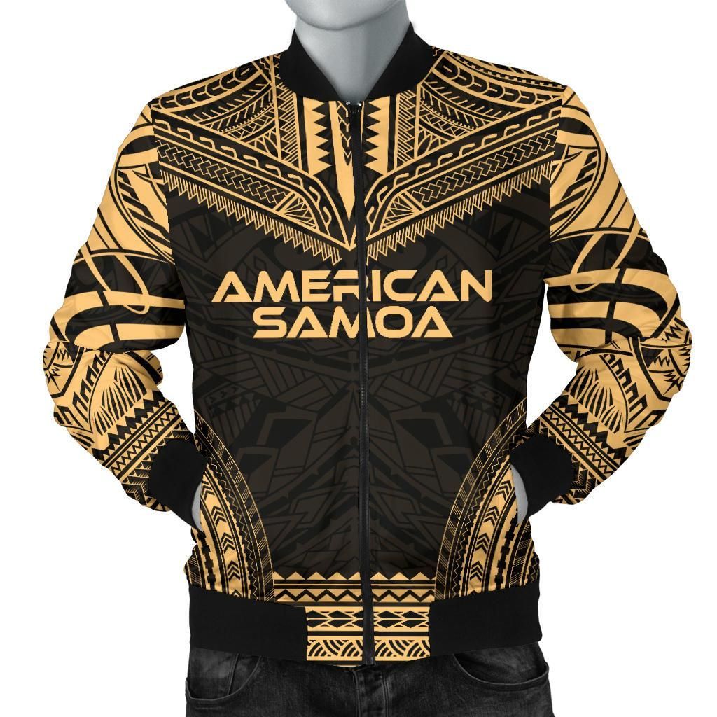 American Samoa Polynesian Chief Men's Bomber Jacket - Gold Version - Bn10 Bomber Jacket American Samoa Polynesian Chief Men's Bomber Jacket - Gold Version - Bn10 Bomber Jacket
