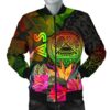American Samoa Polynesian Men's Bomber Jacket - Hibiscus and Banana Leaves - BN15 Bomber Jacket
