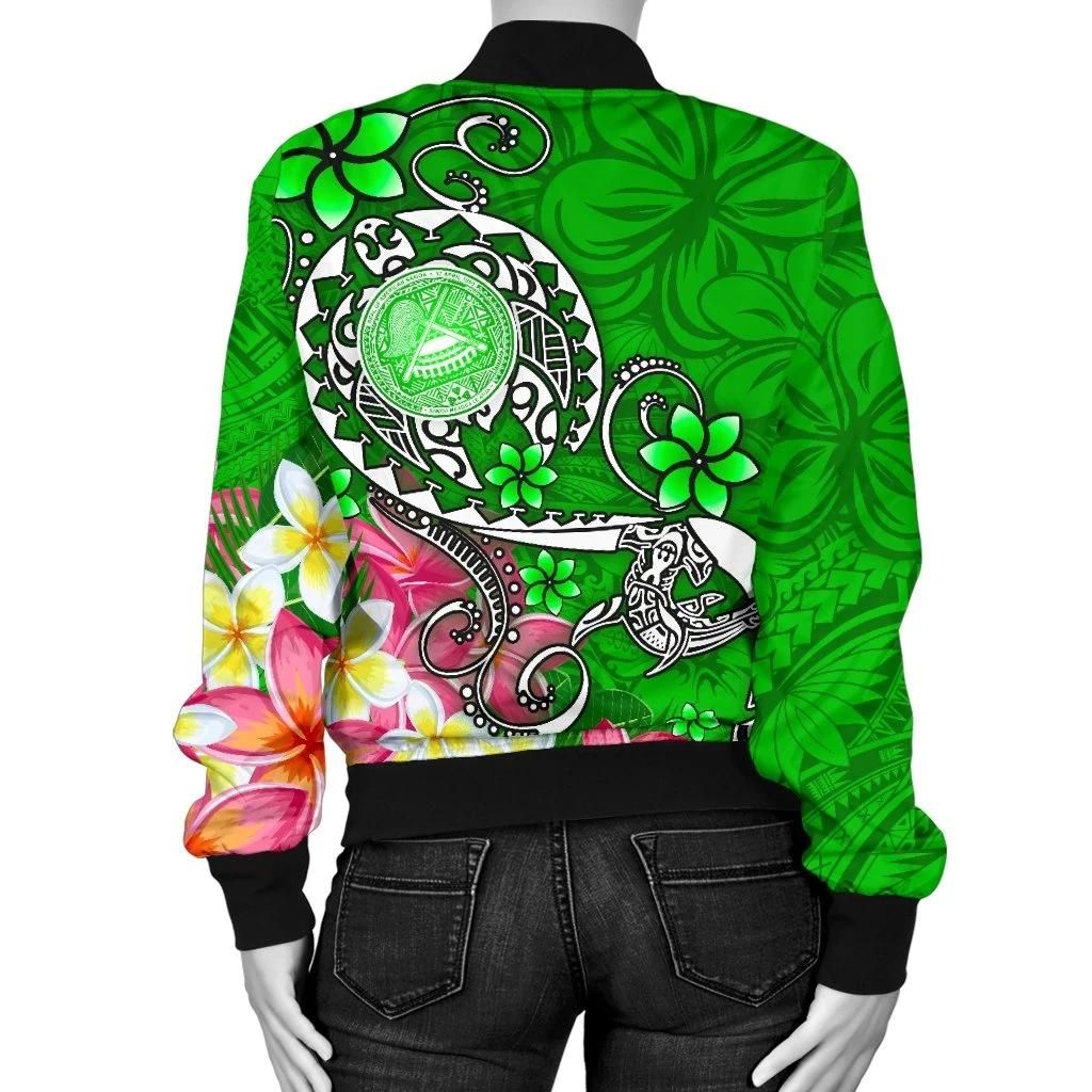 American-Samoa-Polynesian-Womens-Bomber-Jacket-Turtle-Plumeria-Green-BN18-Bomber-Jacket-1