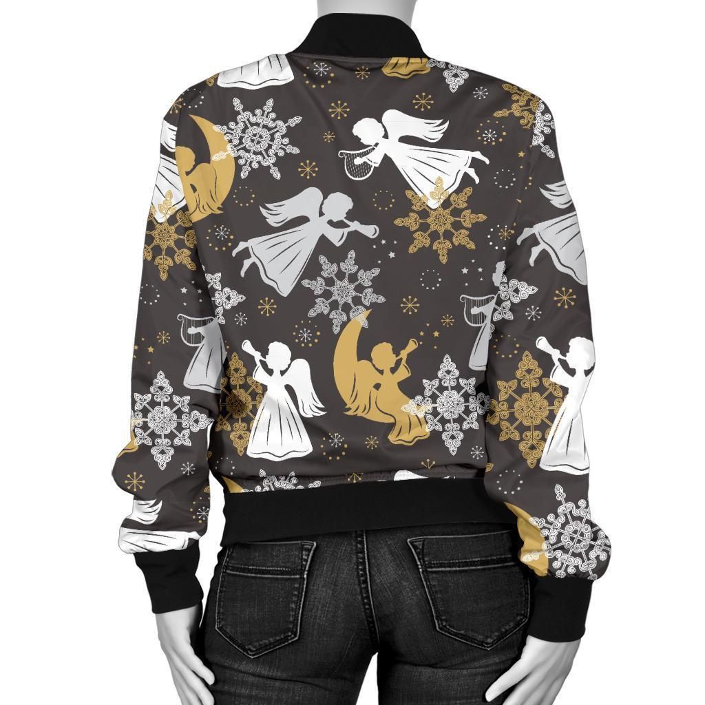 Angel-Snowflake-Print-Pattern-Women-Casual-Bomber-Jacket-2