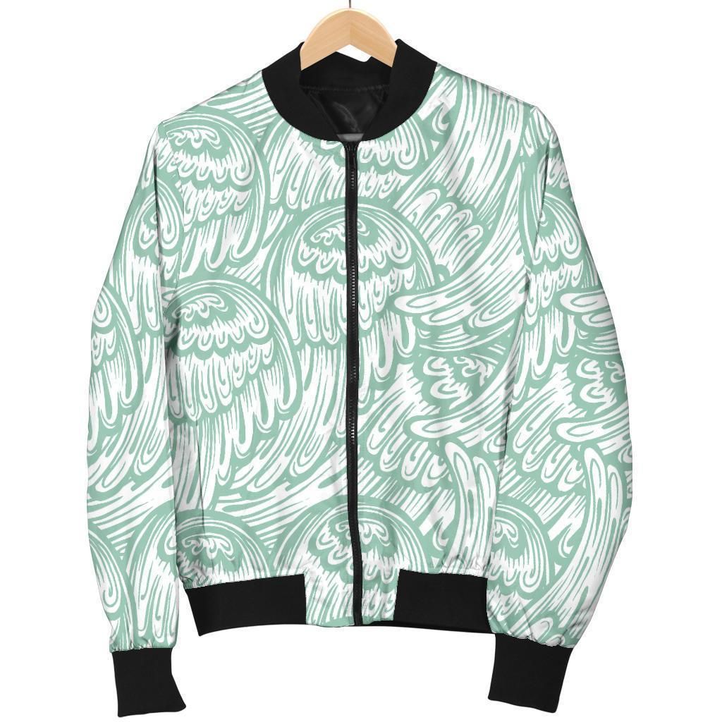 Angel Wing Pattern Print Women Casual Bomber Jacket Angel Wing Pattern Print Women Casual Bomber Jacket