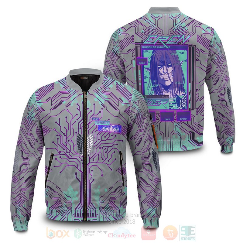 Anime Eren Cyber Bomber Jacket Anime Eren Cyber Bomber Jacket