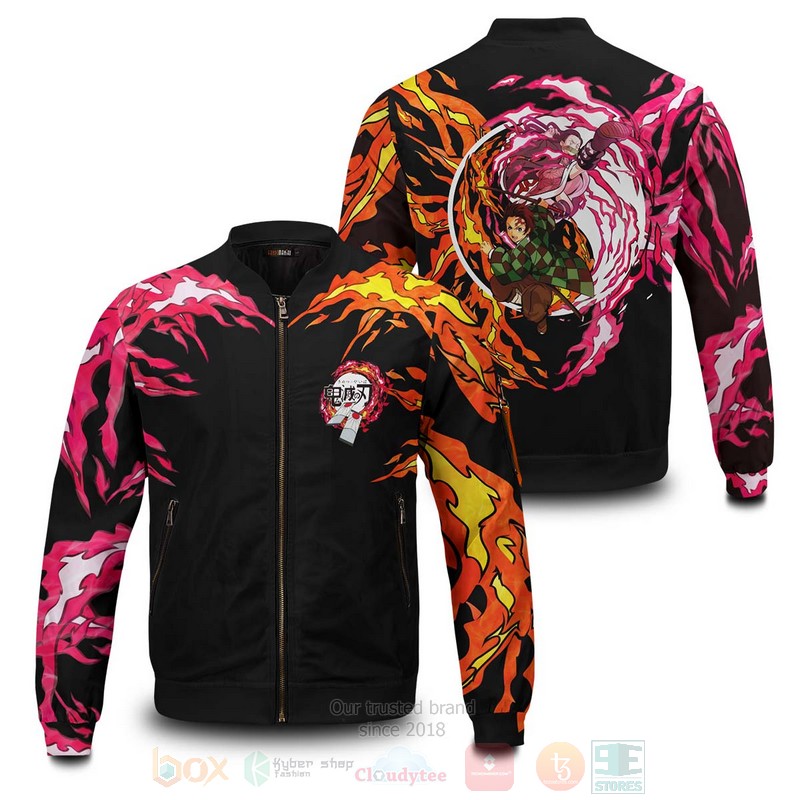 Anime Yin Yang Tanjiro Nezuko Bomber Jacket Anime Yin Yang Tanjiro Nezuko Bomber Jacket