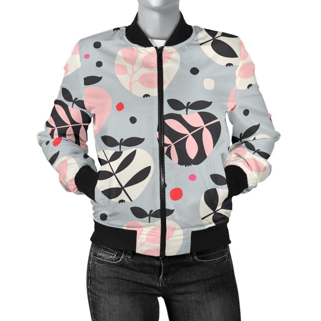 Apple-Print-Pattern-Women-Casual-Bomber-Jacket-1
