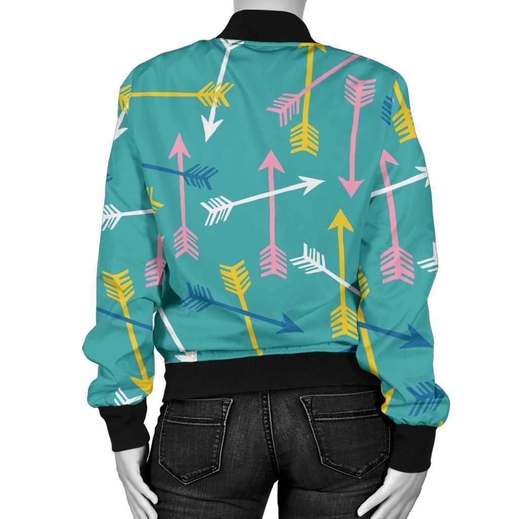 Archery-Pattern-Print-Women-Casual-Bomber-Jacket-2