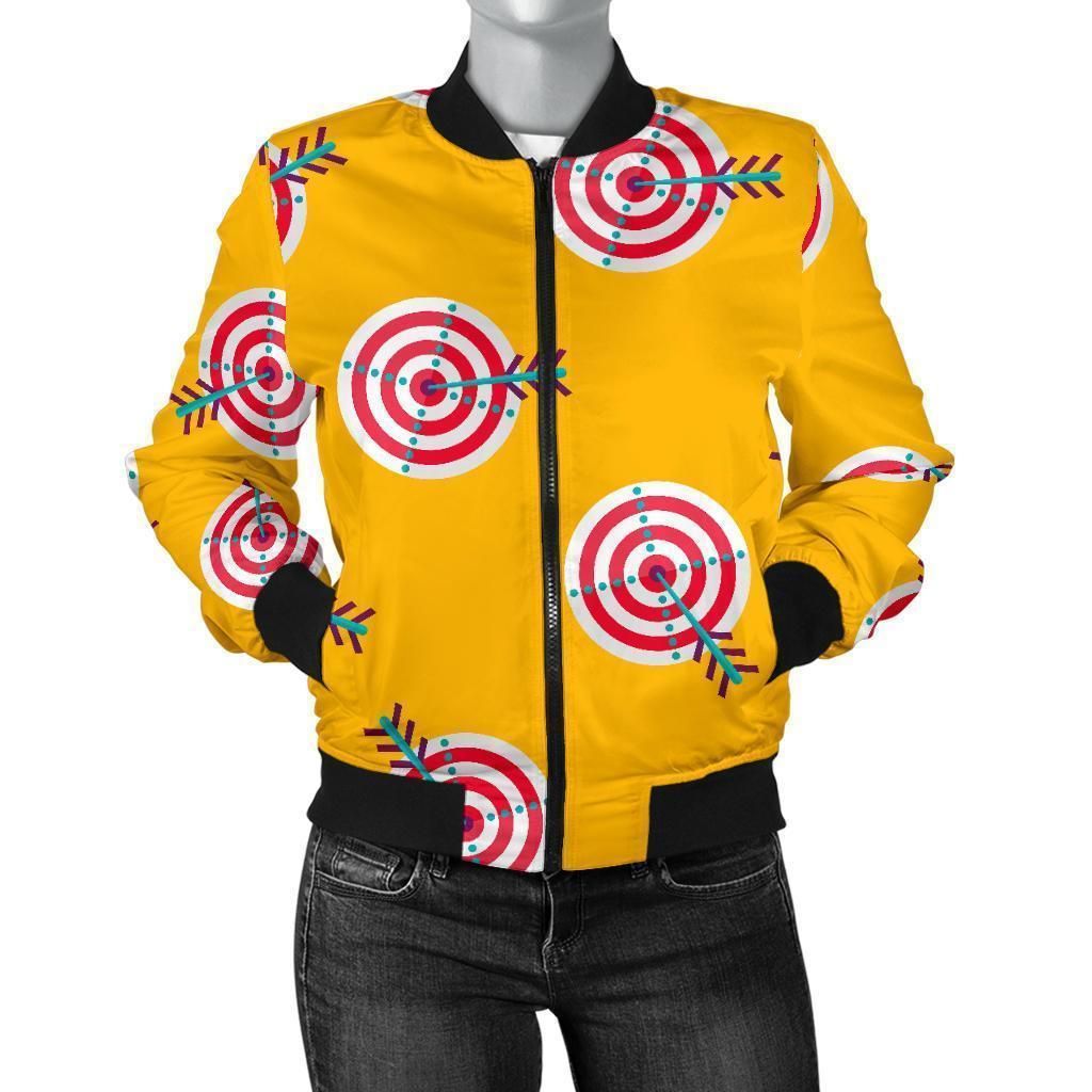 Archery-Targets-Pattern-Print-Women-Casual-Bomber-Jacket-1