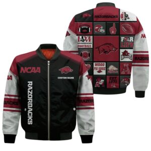 Arkansas Razorbacks Custom Name Bomber Jacket
