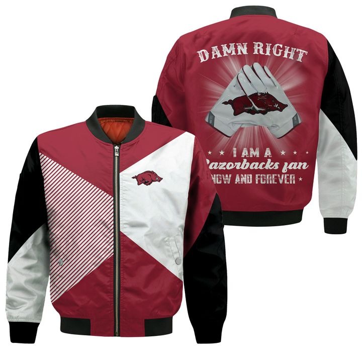 Arkansas Razorbacks Damn Right I Am A Razorbacks Fan Bomber Jacket Arkansas Razorbacks Damn Right I Am A Razorbacks Fan Bomber Jacket