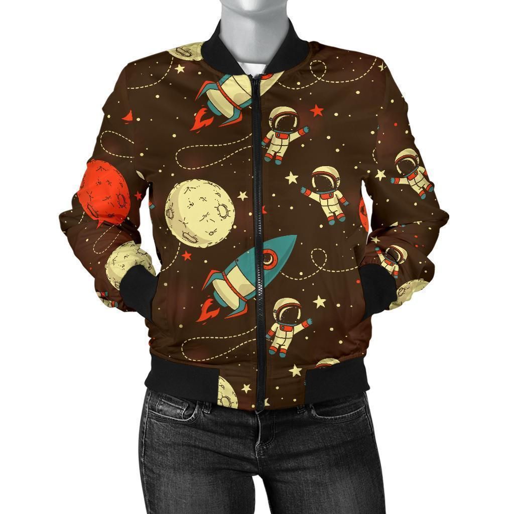 Astronaut-Space-Pattern-Print-Women-Casual-Bomber-Jacket-1