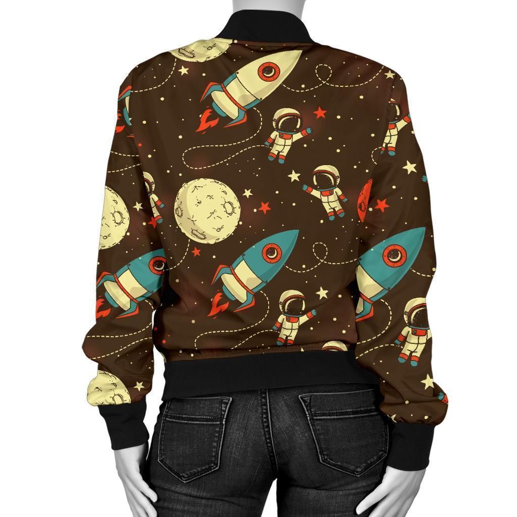 Astronaut-Space-Pattern-Print-Women-Casual-Bomber-Jacket-2