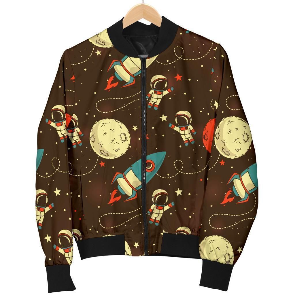 Astronaut Space Pattern Print Women Casual Bomber Jacket Astronaut Space Pattern Print Women Casual Bomber Jacket