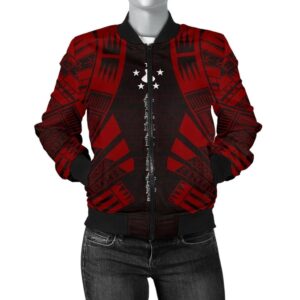 Austral Islands Women Bomber Jacket - Polynesian Tattoo Red - BN0110 Bomber Jacket